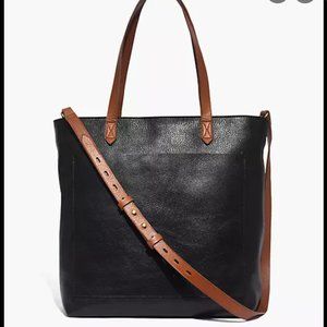 madewell Zip-Top Medium Transport Tote black brown